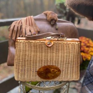 COPY - Rare true vintage wicker and lucite handle…